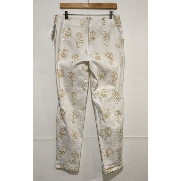 NWT B & J Women's White w Gold Embroidered Whimsical Design Pants Sz 14 - Picture 3 of 8